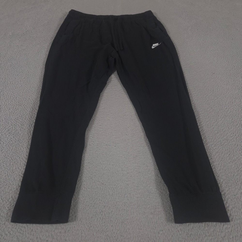 Nike Pants Mens XXL Black Sportswear Club Jogger Jersey Tapered Leg Cuffed Gym